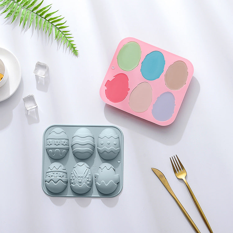 6-piece Silicone Mold For Different Easter Eggs Chocolate Mold