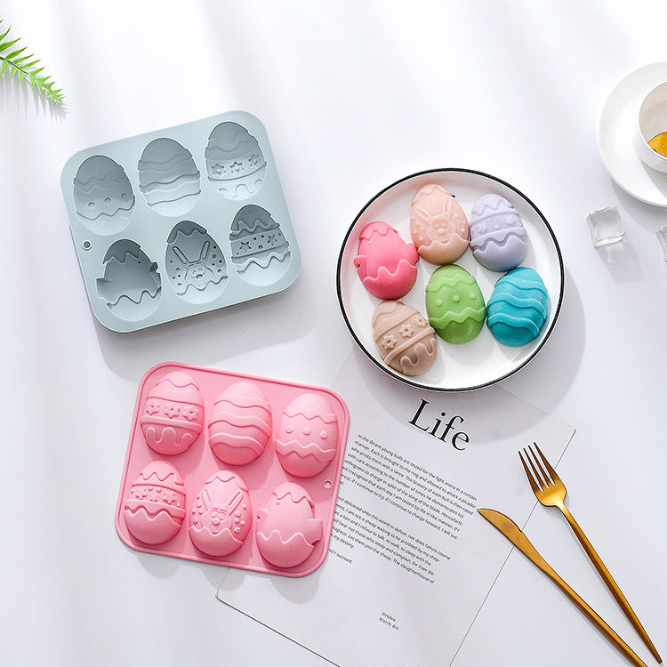 6-piece Silicone Mold For Different Easter Eggs Chocolate Mold